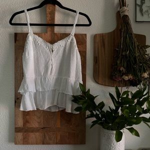 White Ruffle Tank